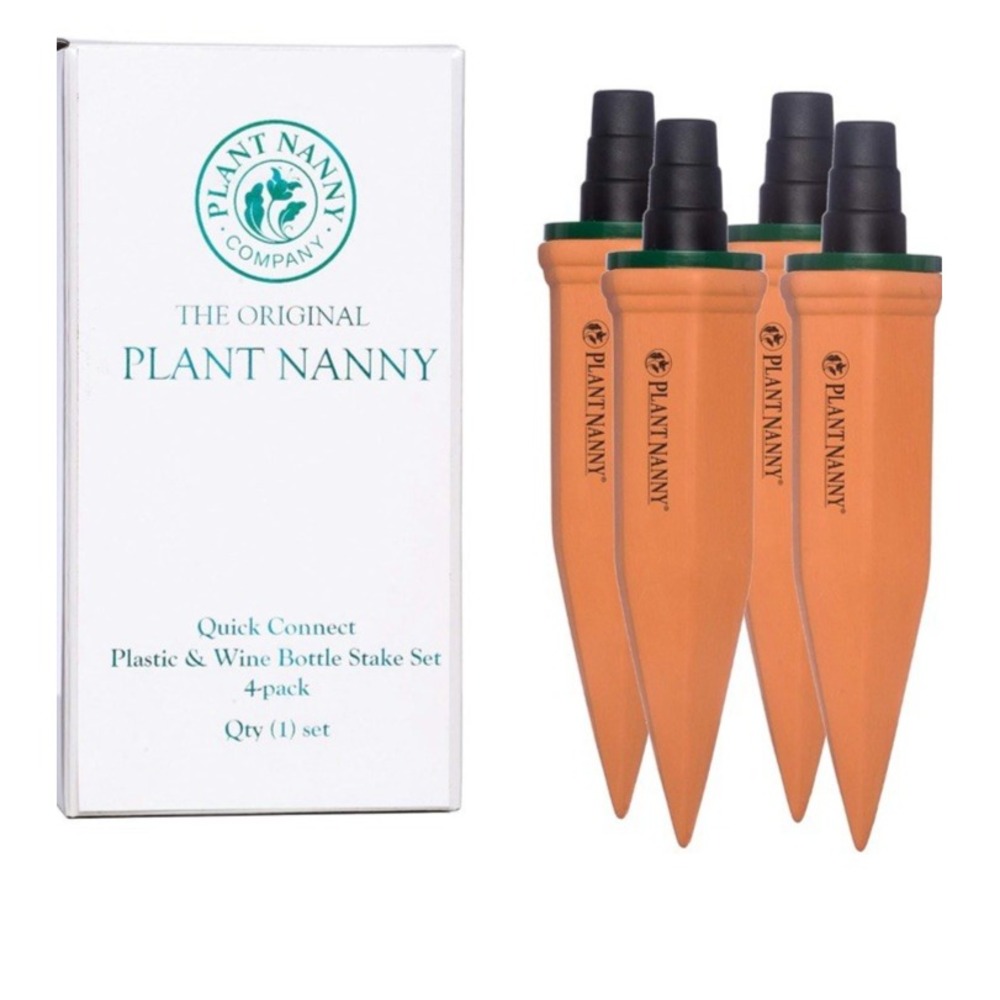New Plant Nanny 4 Count Wine Bottle  Stake Set Waterer Potted Plants RWB4
